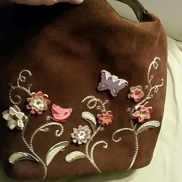 Unmarked Handbags - Boho Style Decorated Shoulder Bag Faux Suede